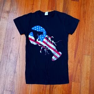 3/$10 🌟 Kid Tees Black T-shirt Shirt Small w/ American Flag Design Lobster 2/2